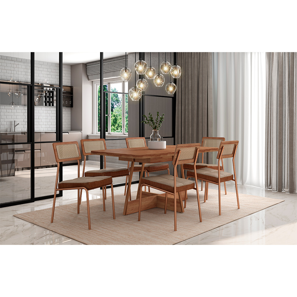 Conjunto com 2 Cadeiras Catarina Revestimento Sintético Caramelo