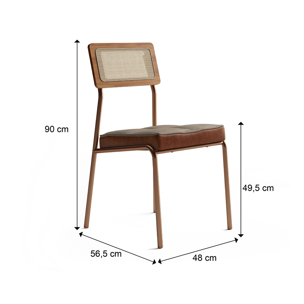 Conjunto com 2 Cadeiras Catarina Revestimento Sintético Caramelo