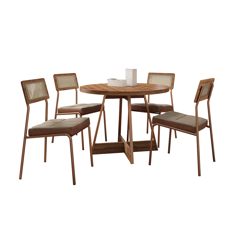 Conjunto com 2 Cadeiras Catarina Revestimento Sintético Caramelo