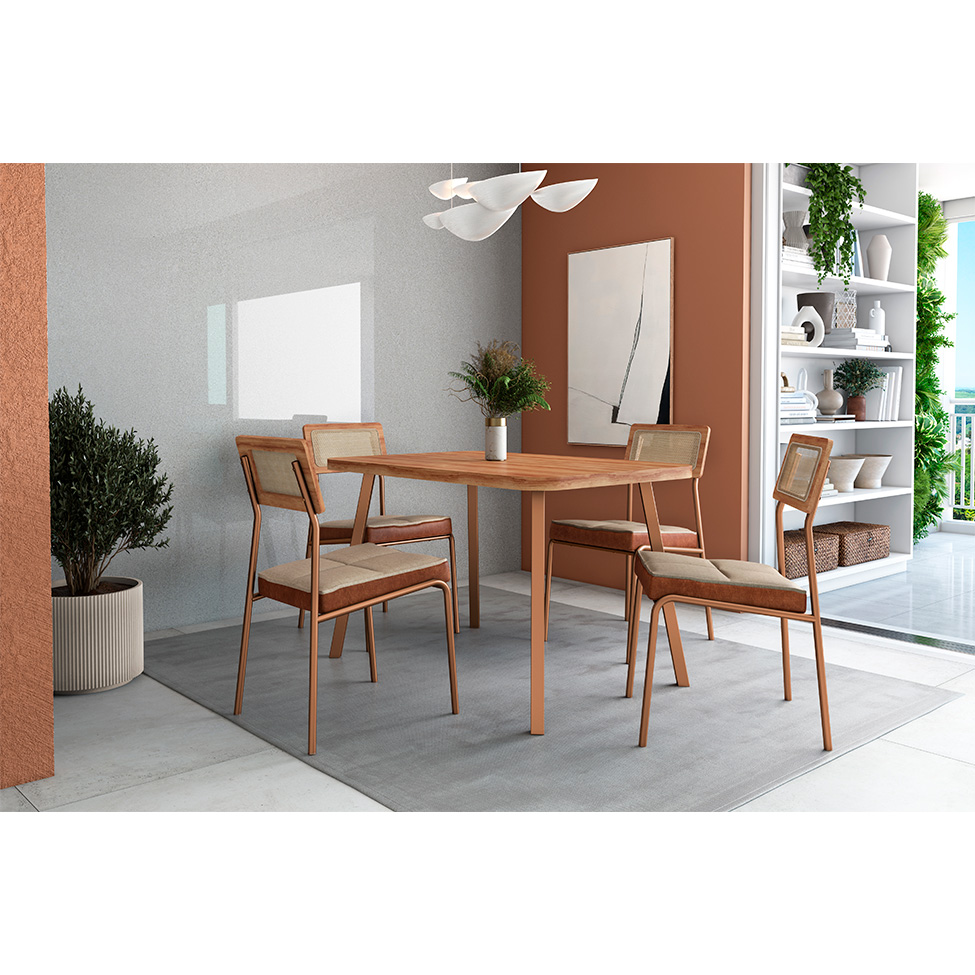 Conjunto com 2 Cadeiras Catarina Revestimento Sintético Caramelo