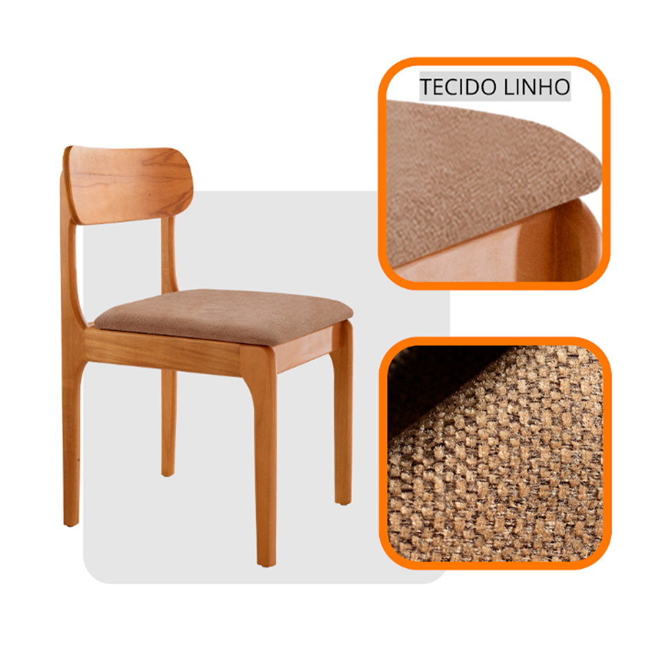 Conjunto com 2 Cadeiras Cecília Linho Atacama e Imbuia