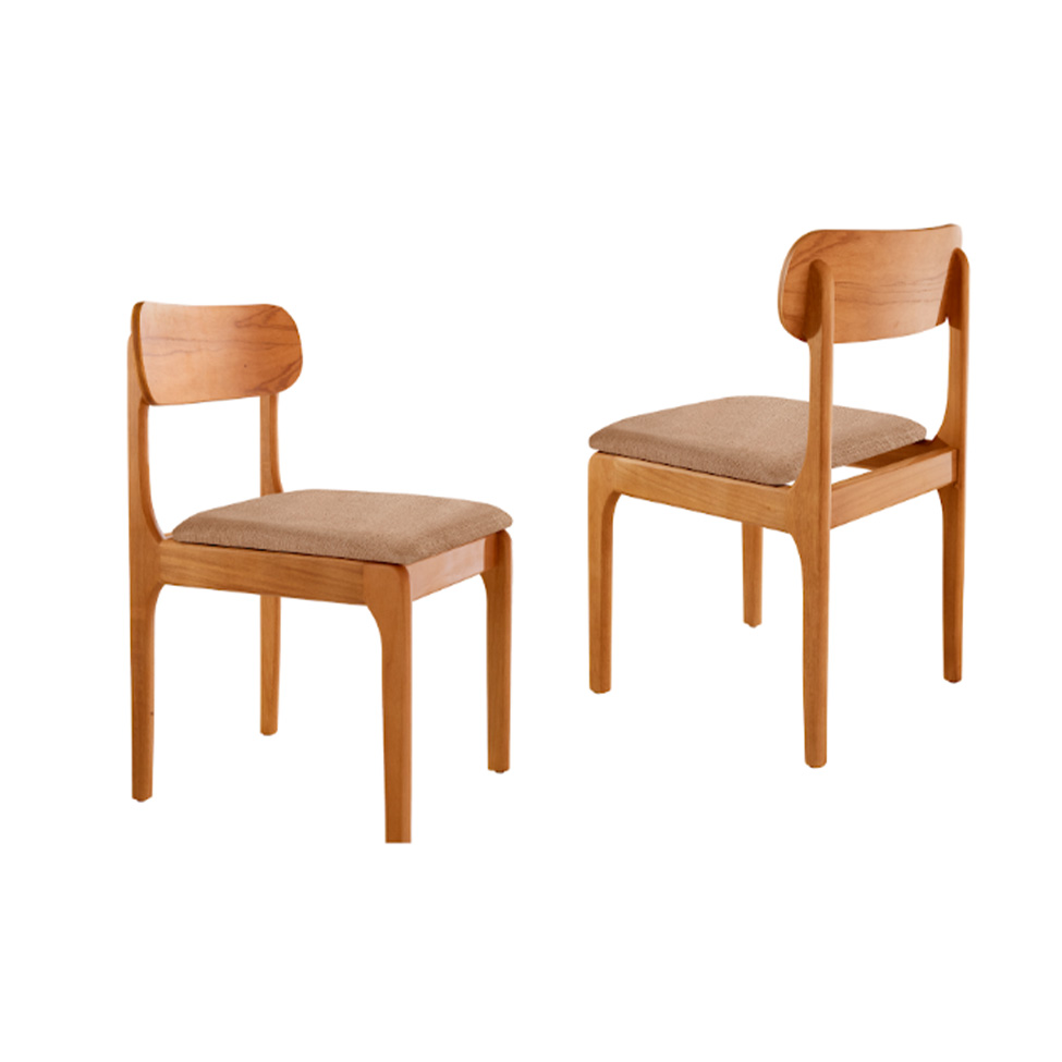 Conjunto com 2 Cadeiras Cecília Linho Palha e Imbuia
