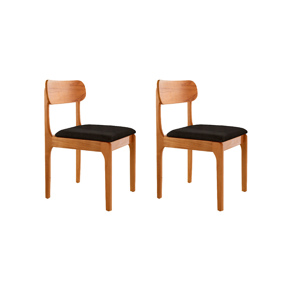 Conjunto com 2 Cadeiras Cecília Linho Preto e Imbuia