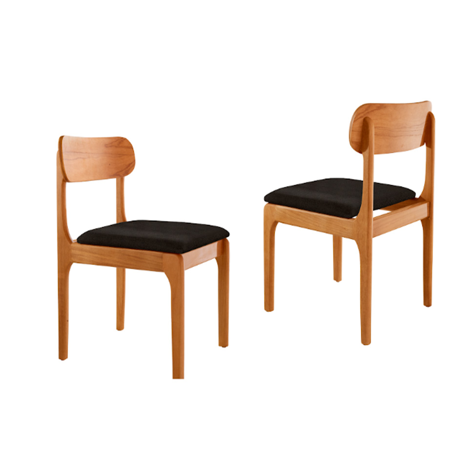 Conjunto com 2 Cadeiras Cecília Linho Preto e Imbuia