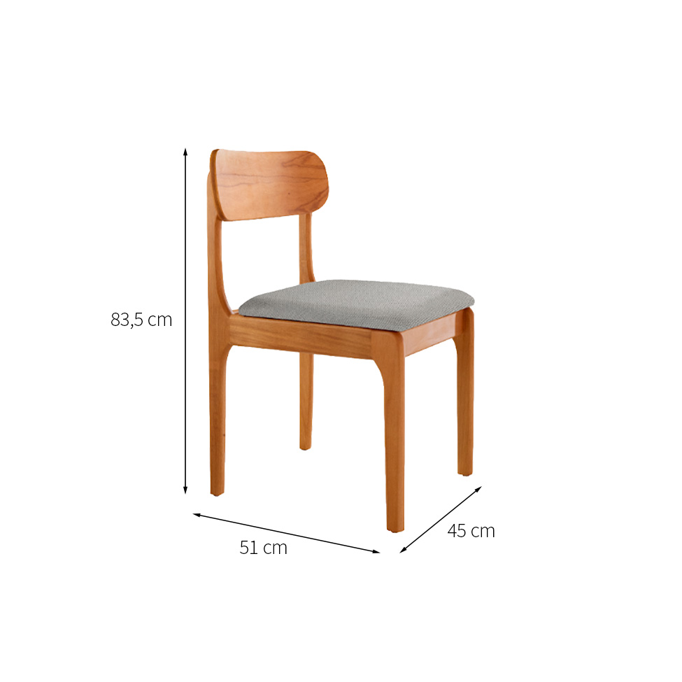 Conjunto com 2 Cadeiras Cecília Linho Quartzo e Imbuia