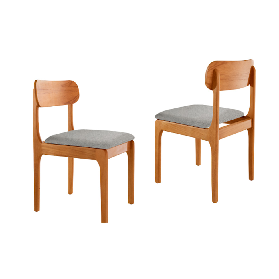 Conjunto com 2 Cadeiras Cecília Linho Quartzo e Imbuia