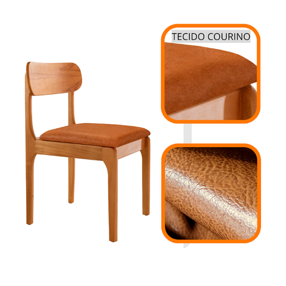 Conjunto com 2 Cadeiras Cecília Revestimento Sintético Caramelo e Imbuia
