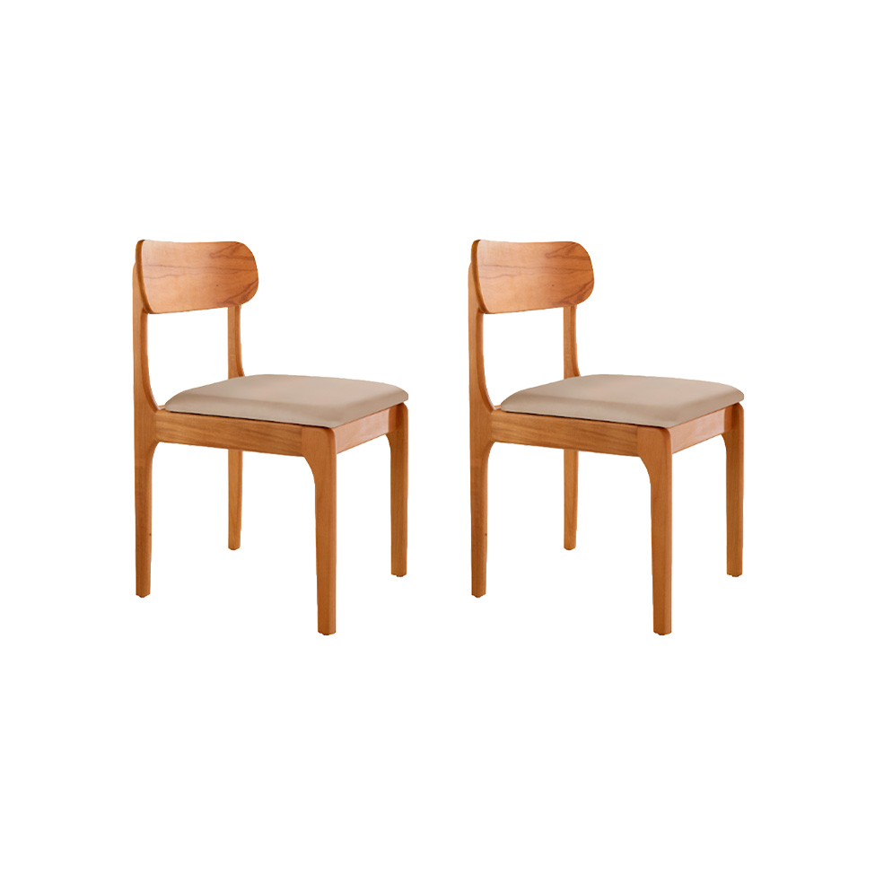 Conjunto com 2 Cadeiras Cecília Veludo Bege e Imbuia