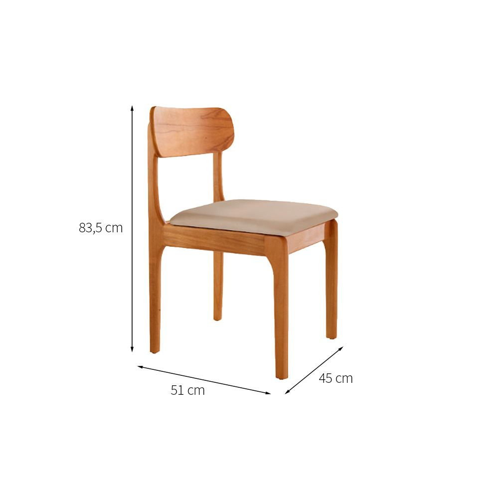 Conjunto com 2 Cadeiras Cecília Veludo Bege e Imbuia