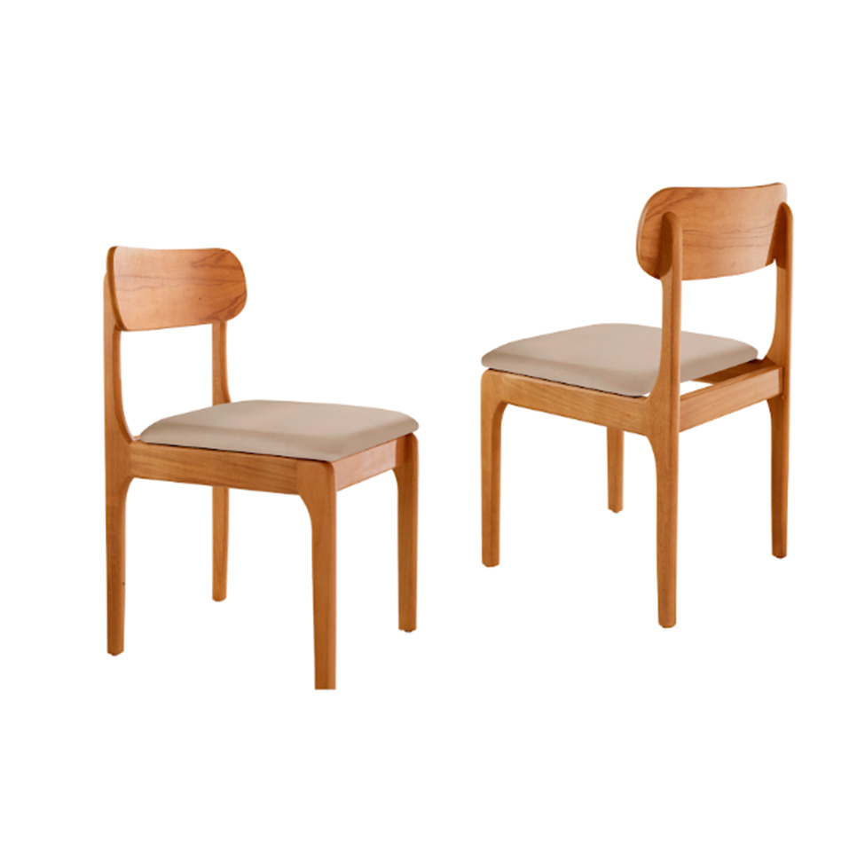 Conjunto com 2 Cadeiras Cecília Veludo Bege e Imbuia