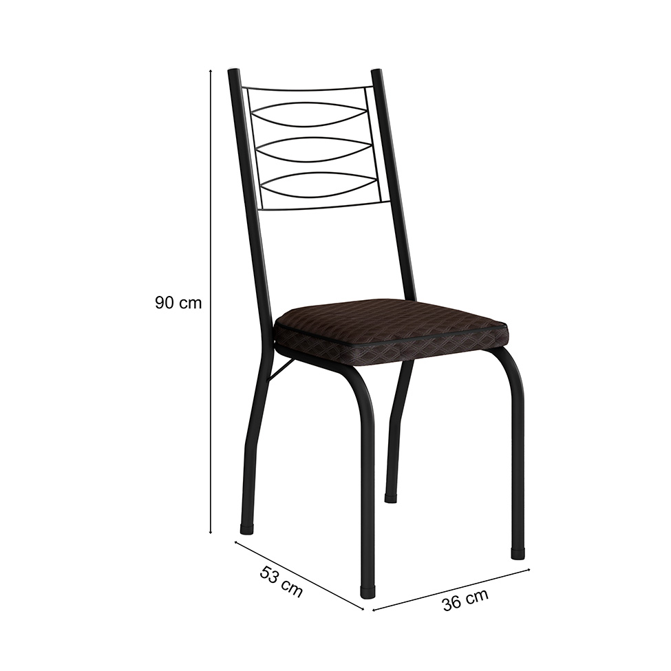 Conjunto com 2 Cadeiras Chipre Revestimento Sintético Cacau e Preto