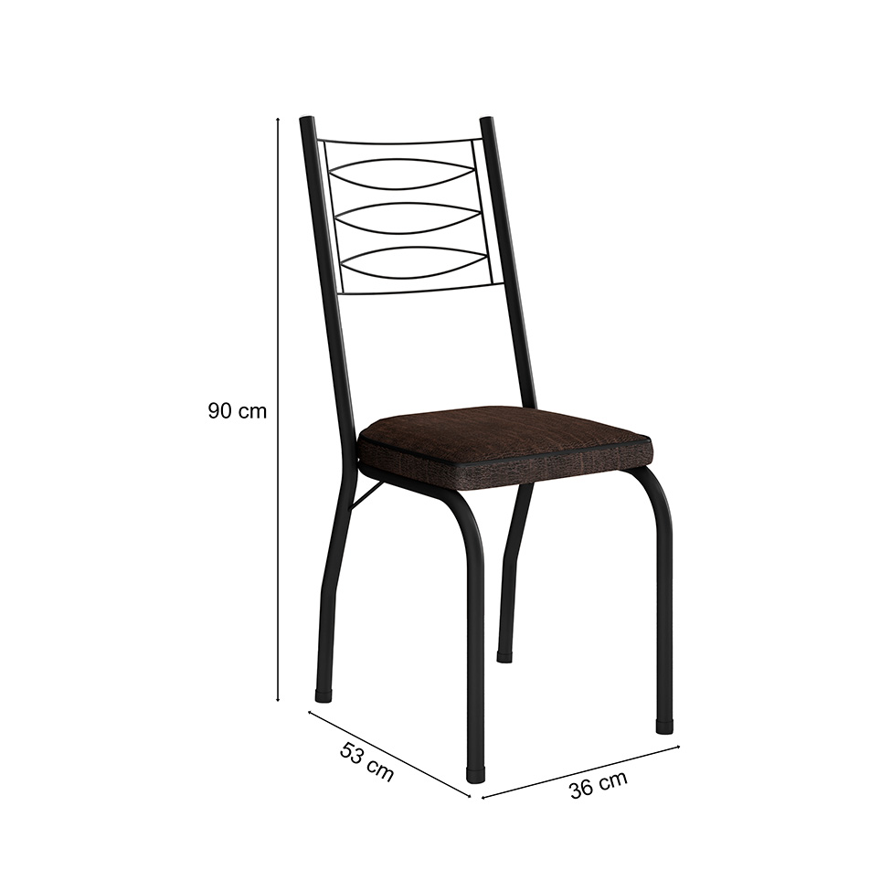 Conjunto com 2 Cadeiras Chipre Revestimento Sintético Imbuia e Preto