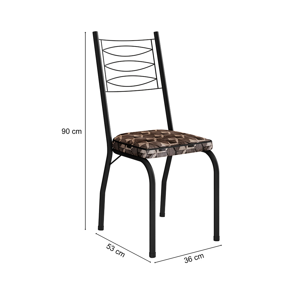 Conjunto com 2 Cadeiras Chipre Revestimento Sintético Palha e Preto