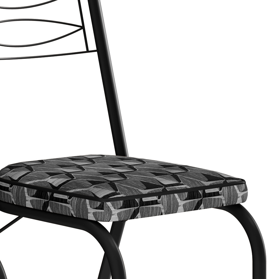 Conjunto com 2 Cadeiras Chipre Revestimento Sintético Silver e Preto