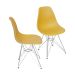 Conjunto com 2 Cadeiras DKR Eames Açafrão e Cromado