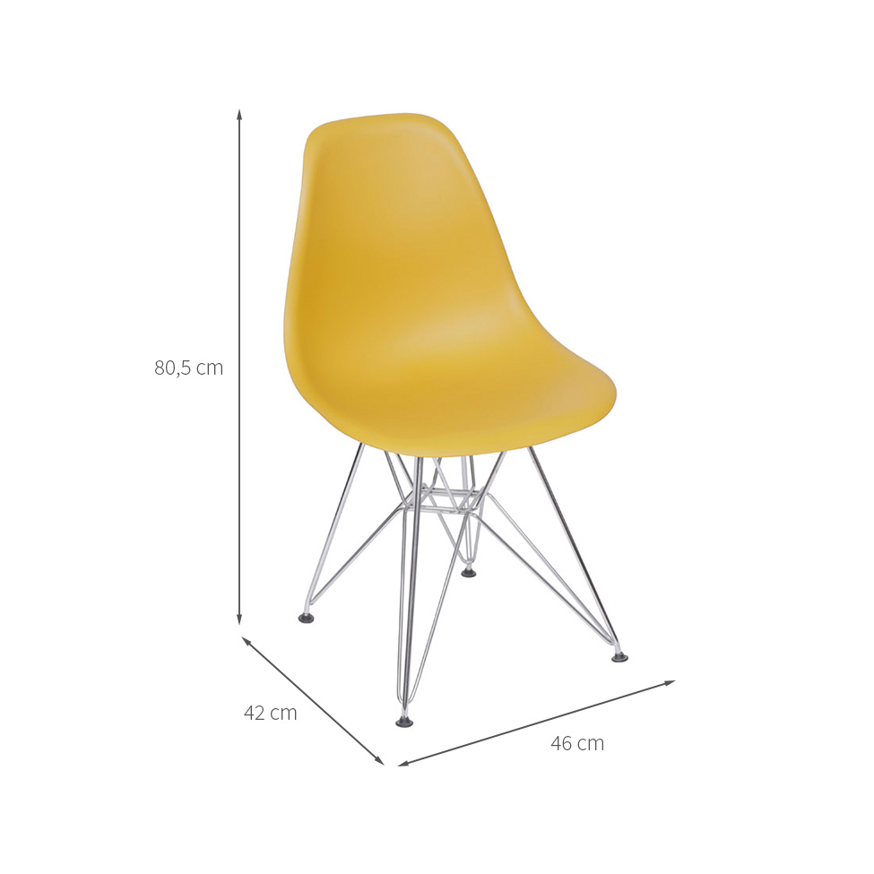 Conjunto com 2 Cadeiras DKR Eames Açafrão e Cromado