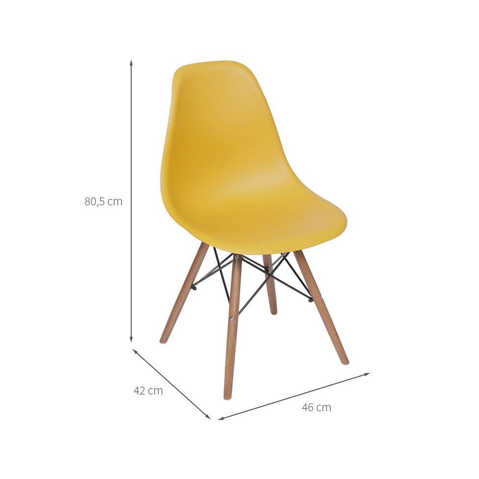 Conjunto com 2 Cadeiras DKR Eames Açafrão e Madeira