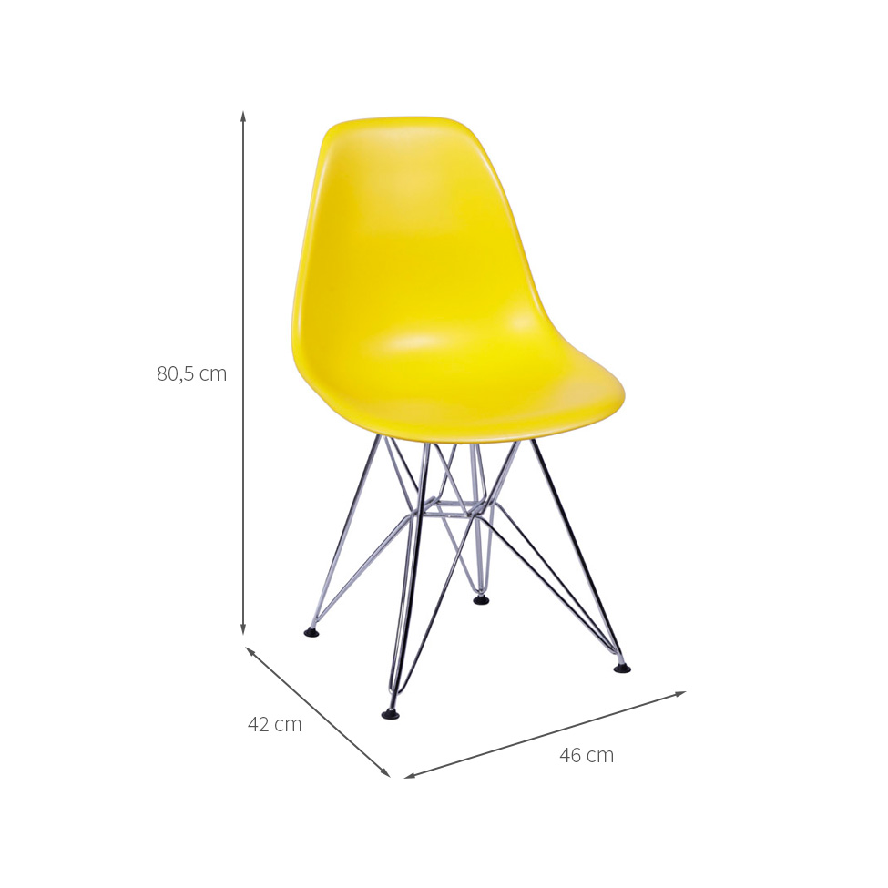 Conjunto com 2 Cadeiras DKR Eames Amarelo e Cromado