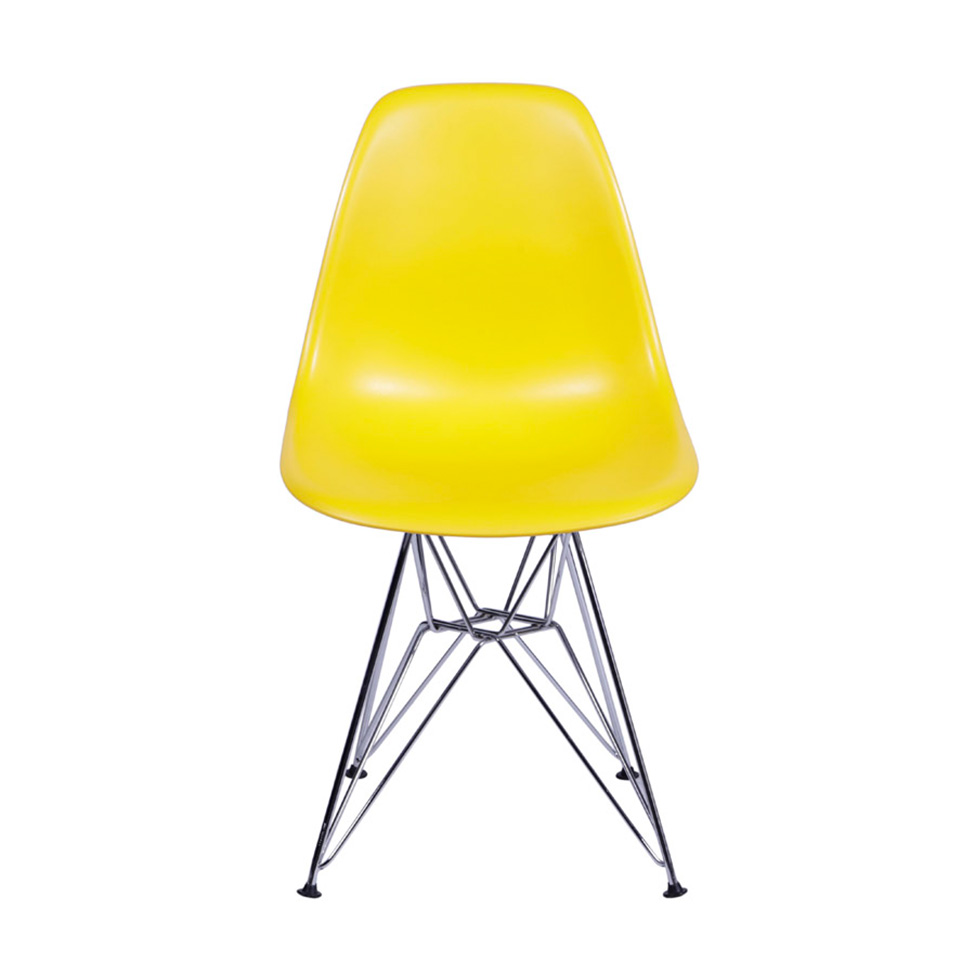 Conjunto com 2 Cadeiras DKR Eames Amarelo e Cromado
