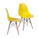 Conjunto com 2 Cadeiras DKR Eames Amarelo e Madeira