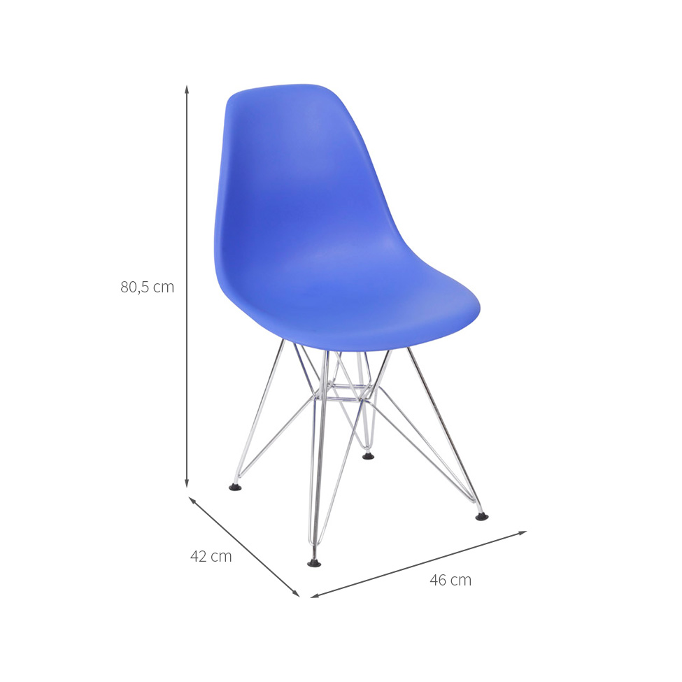 Conjunto com 2 Cadeiras DKR Eames Azul Escuro e Cromado