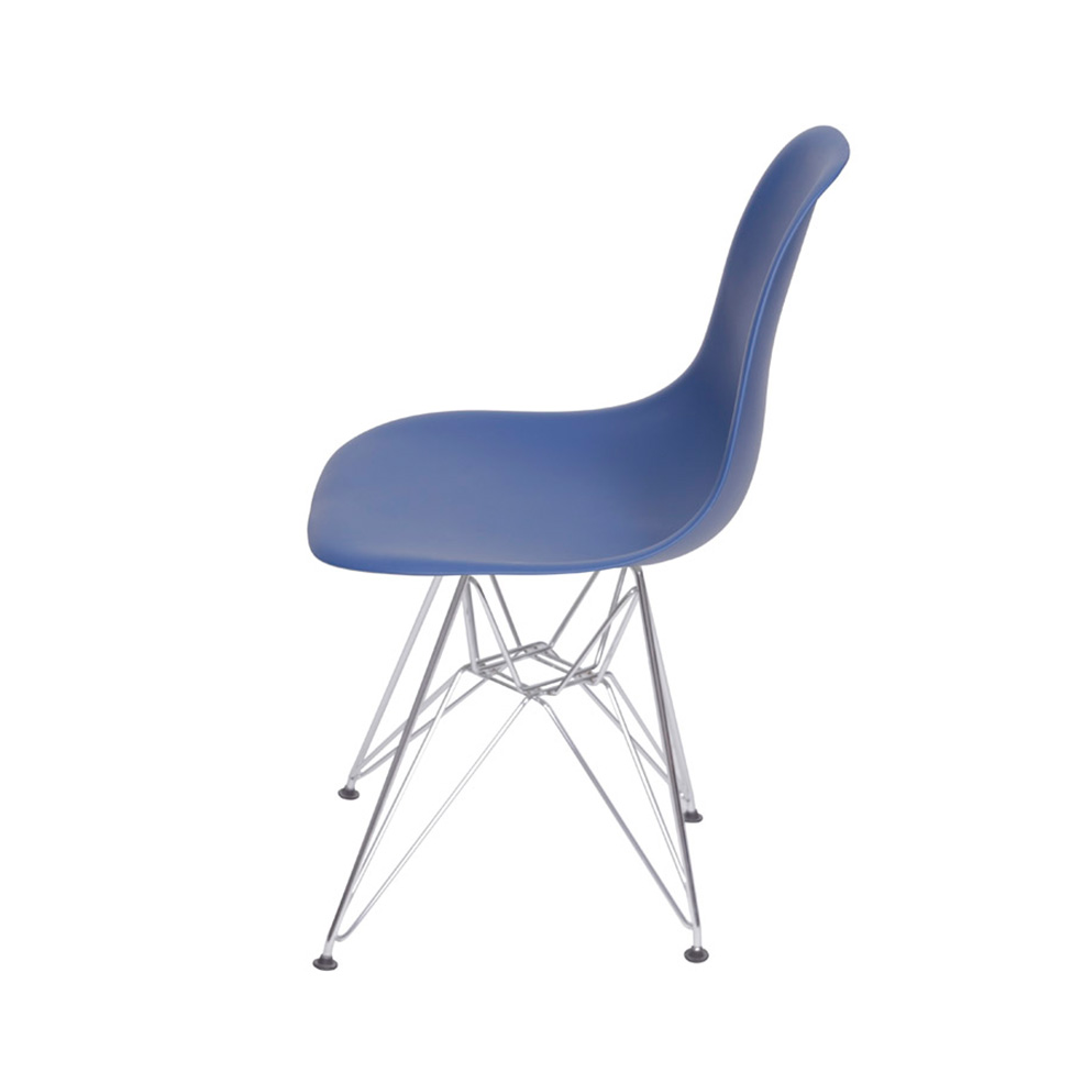 Conjunto com 2 Cadeiras DKR Eames Azul Marinho e Cromado