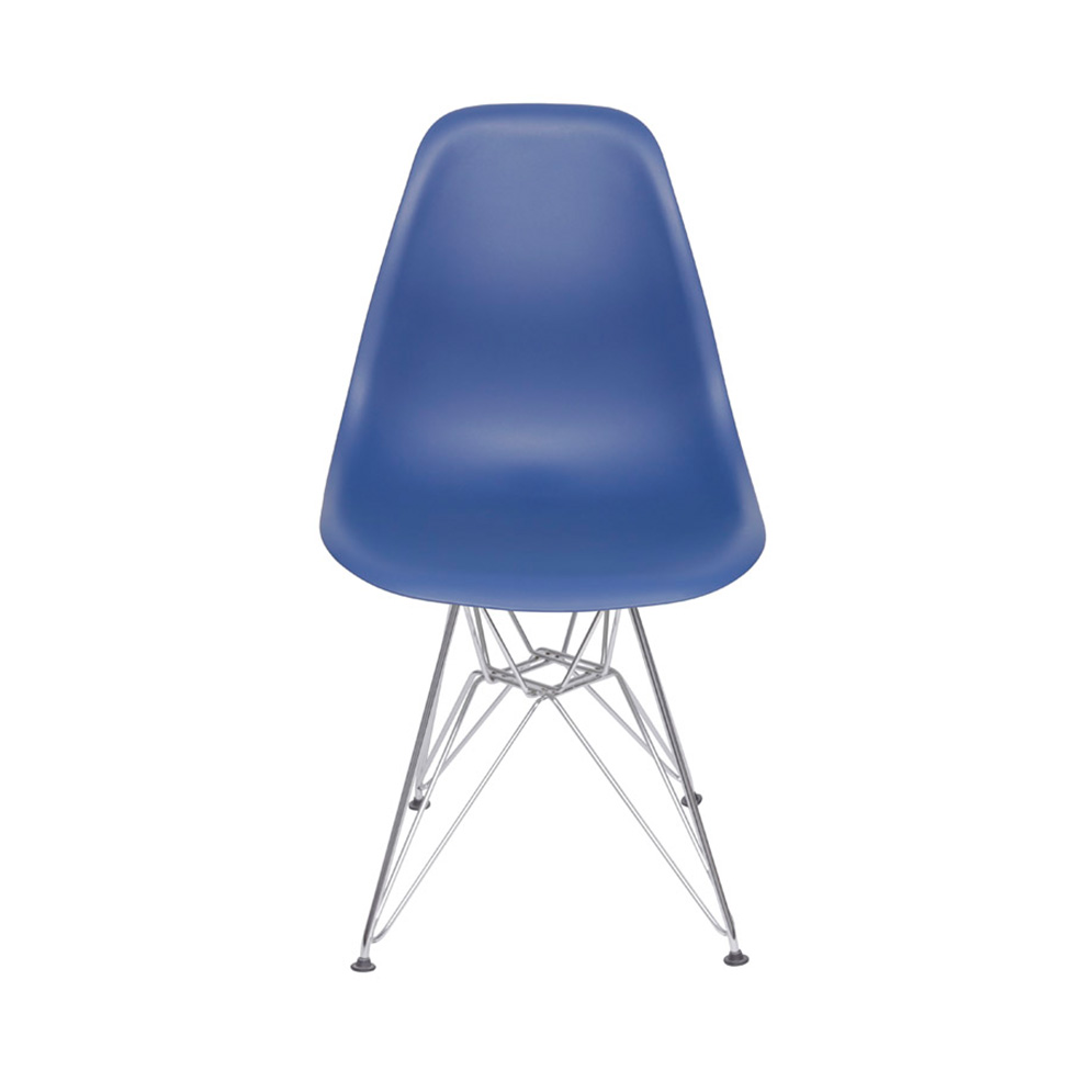 Conjunto com 2 Cadeiras DKR Eames Azul Marinho e Cromado