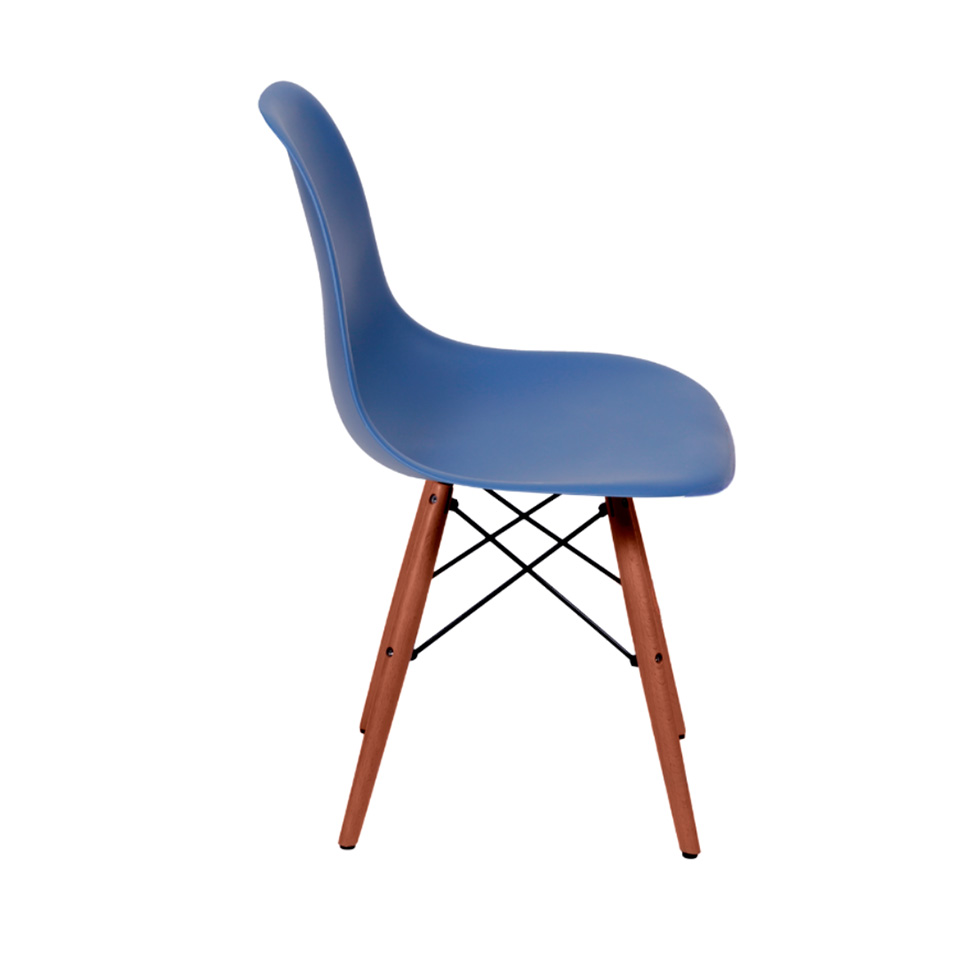 Conjunto com 2 Cadeiras DKR Eames Azul Marinho e Madeira