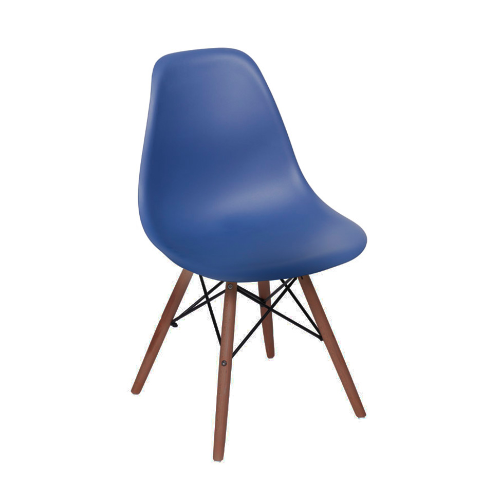Conjunto com 2 Cadeiras DKR Eames Azul Marinho e Madeira