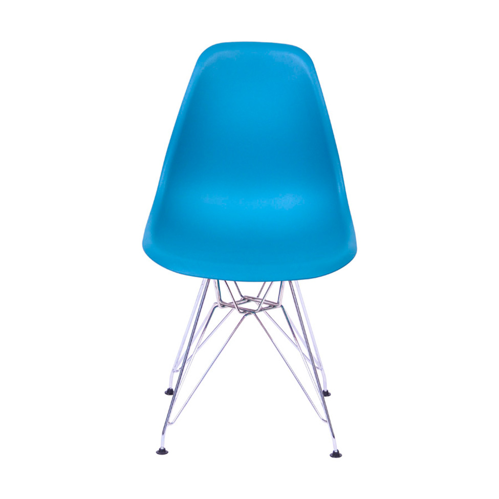 Conjunto com 2 Cadeiras DKR Eames Azul Petróleo e Cromado