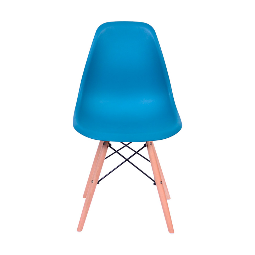 Conjunto com 2 Cadeiras DKR Eames Azul Petróleo e Madeira