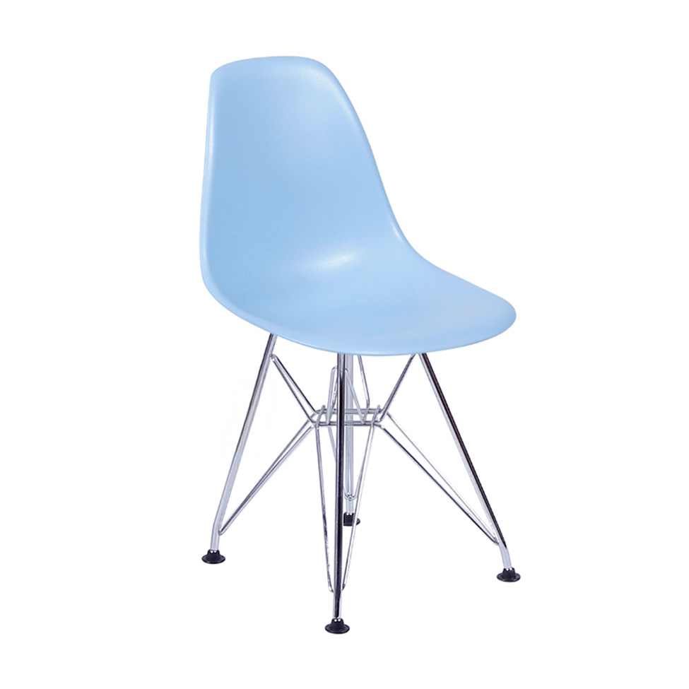 Conjunto com 2 Cadeiras DKR Eames Azul e Cromado
