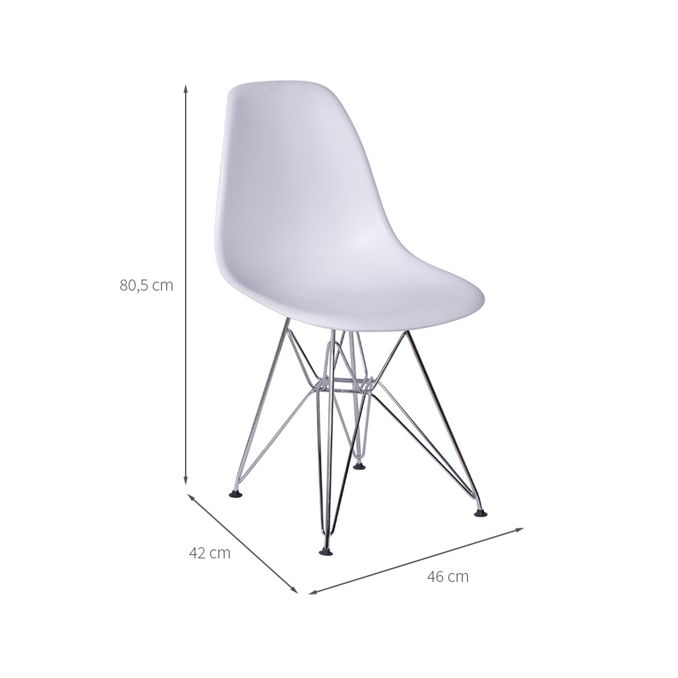 Conjunto com 2 Cadeiras DKR Eames Branco e Cromado
