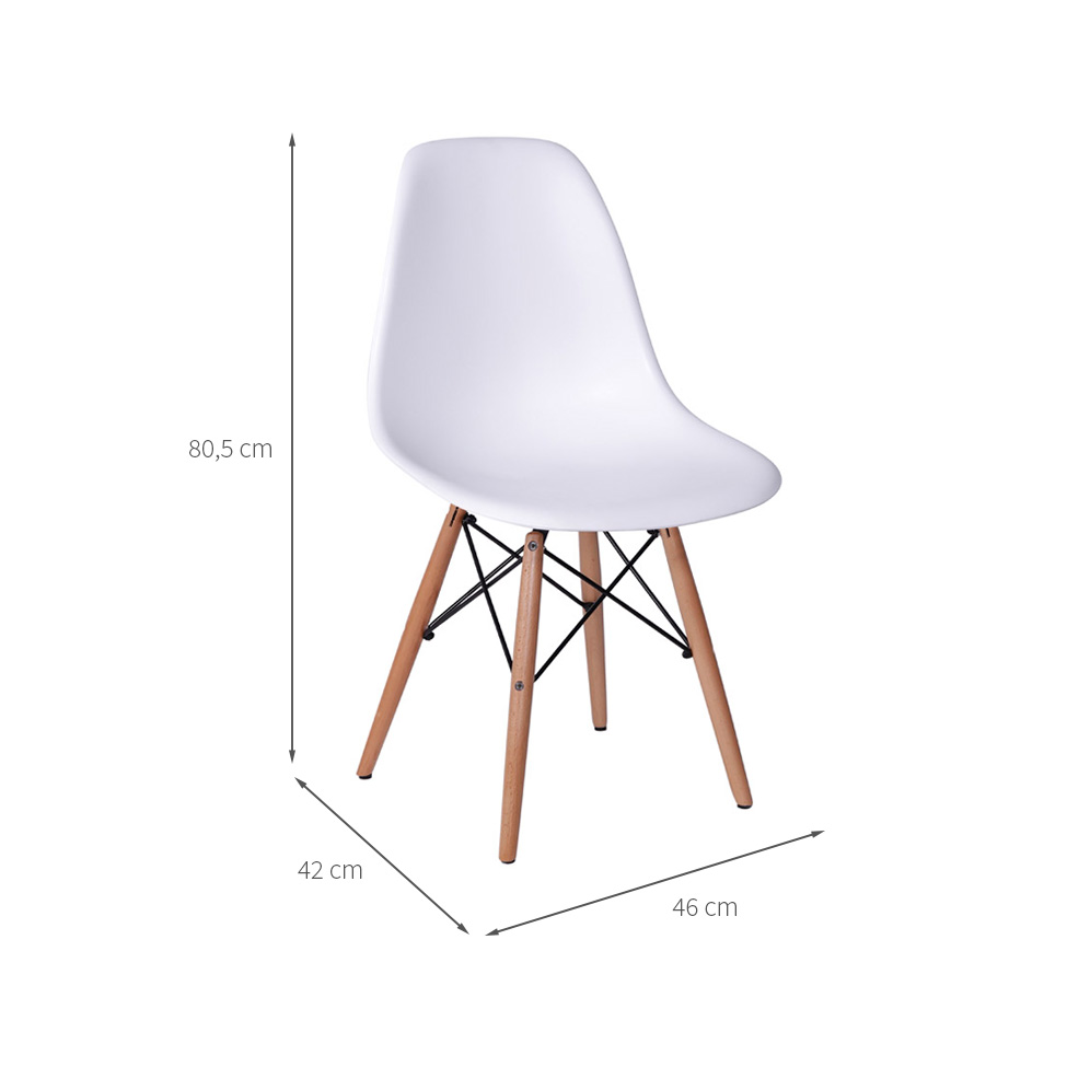 Conjunto com 2 Cadeiras DKR Eames Branco e Madeira