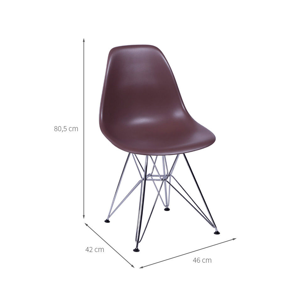Conjunto com 2 Cadeiras DKR Eames Café e Cromado