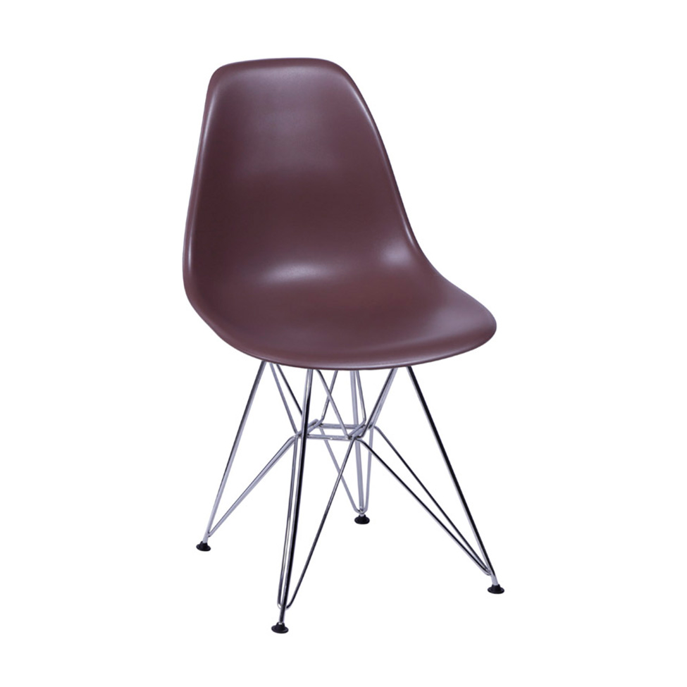 Conjunto com 2 Cadeiras DKR Eames Café e Cromado