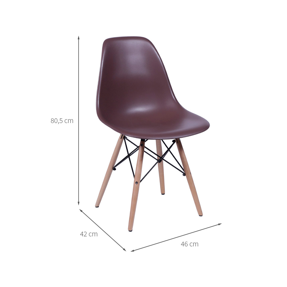 Conjunto com 2 Cadeiras DKR Eames Café e Madeira