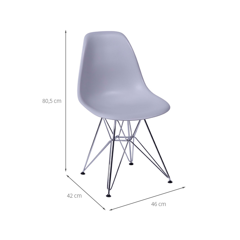 Conjunto com 2 Cadeiras DKR Eames Cinza e Cromado