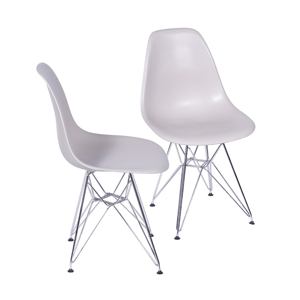 Conjunto com 2 Cadeiras DKR Eames Fendi e Cromado