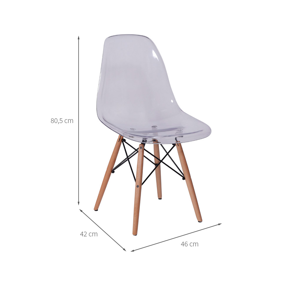 Conjunto com 2 Cadeiras DKR Eames Incolor e Madeira