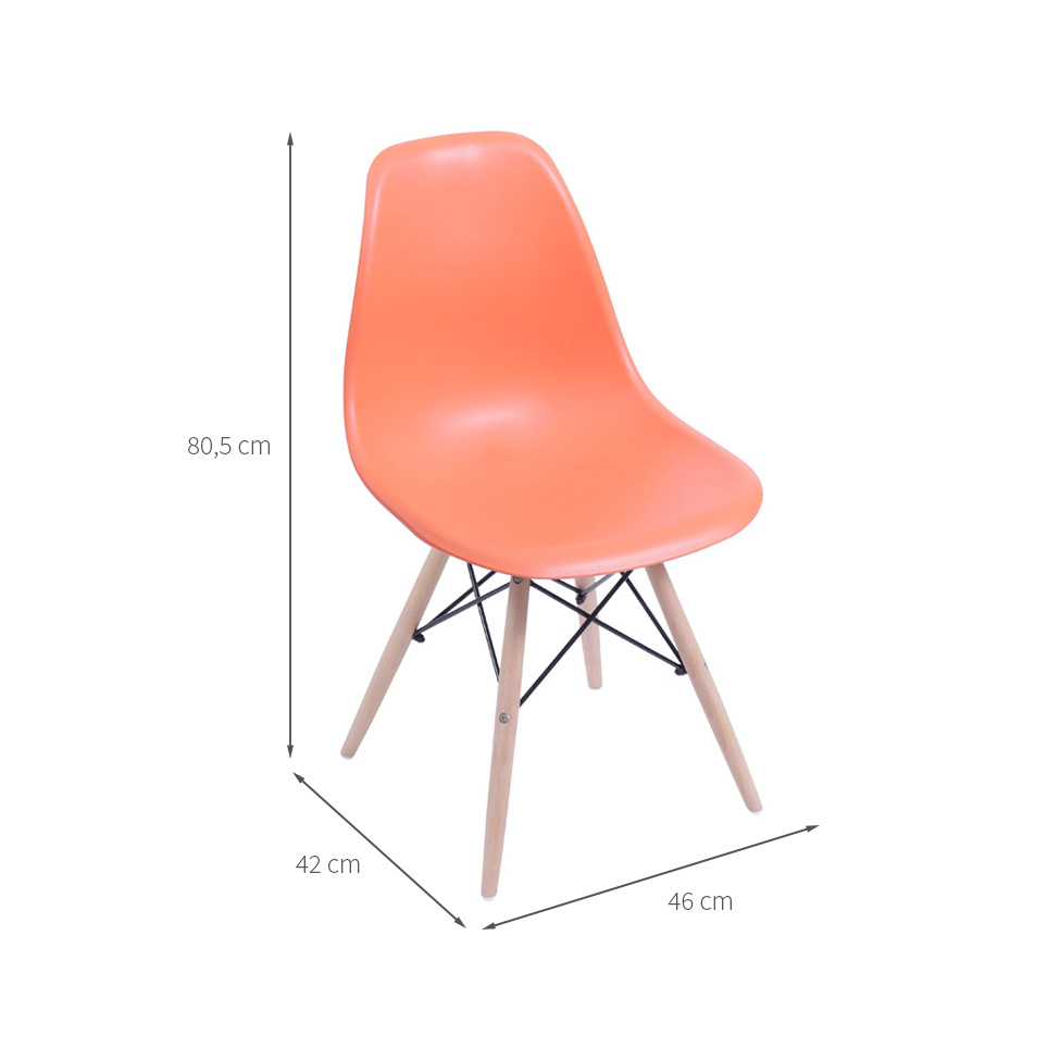 Conjunto com 2 Cadeiras DKR Eames Laranja e Madeira