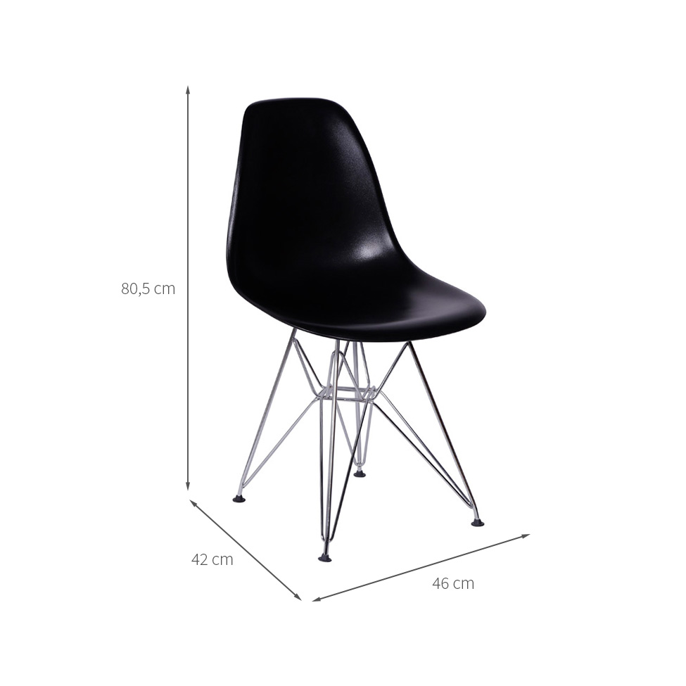 Conjunto com 2 Cadeiras DKR Eames Preto e Cromado