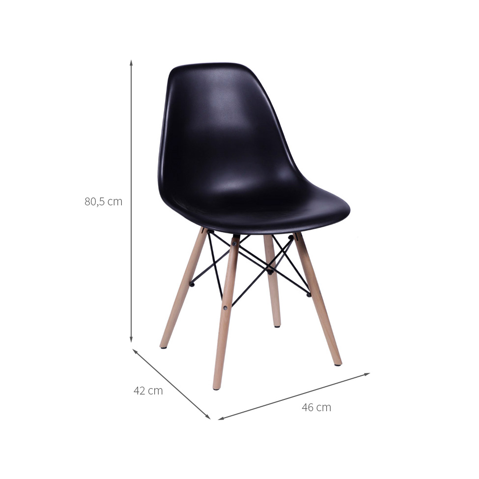 Conjunto com 2 Cadeiras DKR Eames Preto e Madeira