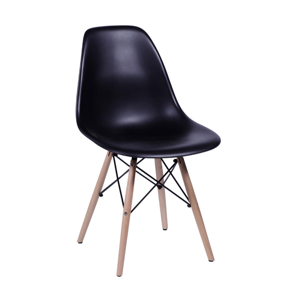 Conjunto com 2 Cadeiras DKR Eames Preto e Madeira