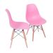 Conjunto com 2 Cadeiras DKR Eames Rosa e Madeira