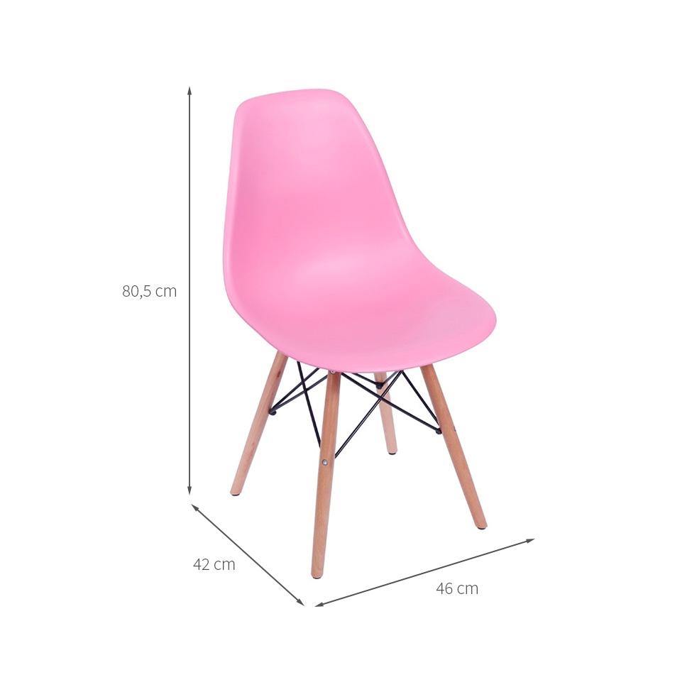 Conjunto com 2 Cadeiras DKR Eames Rosa e Madeira