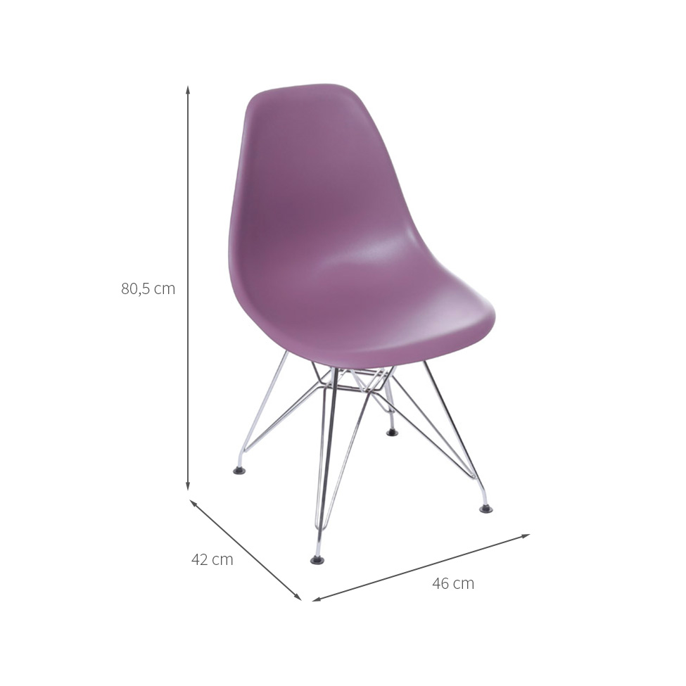Conjunto com 2 Cadeiras DKR Eames Roxo e Cromado