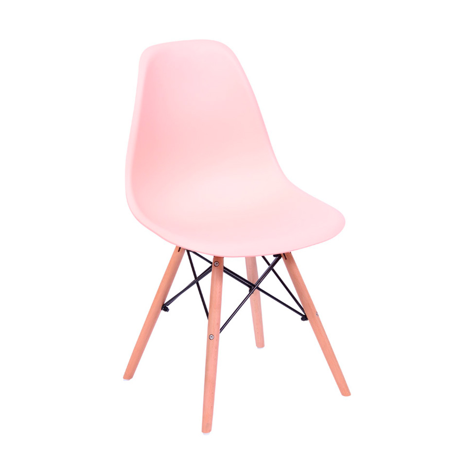 Conjunto com 2 Cadeiras DKR Eames Salmão e Madeira
