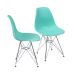 Conjunto com 2 Cadeiras DKR Eames Turquesa e Cromado