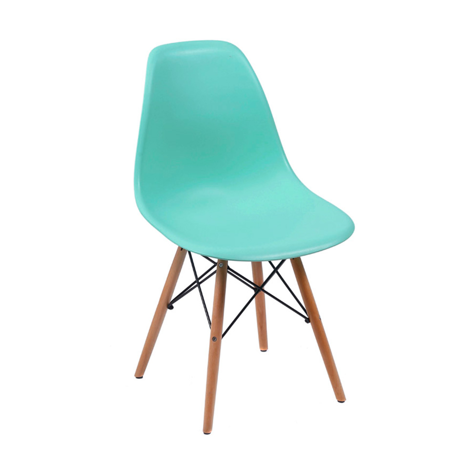 Conjunto com 2 Cadeiras DKR Eames Turquesa e Madeira